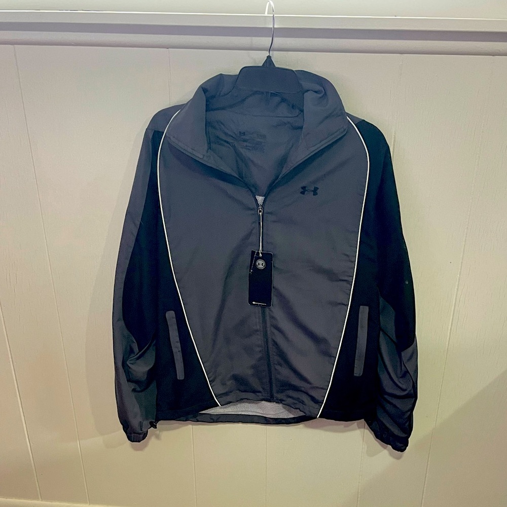 Under Armour Charged Cotton Men's Full Zip Jacket Gray Black Size S